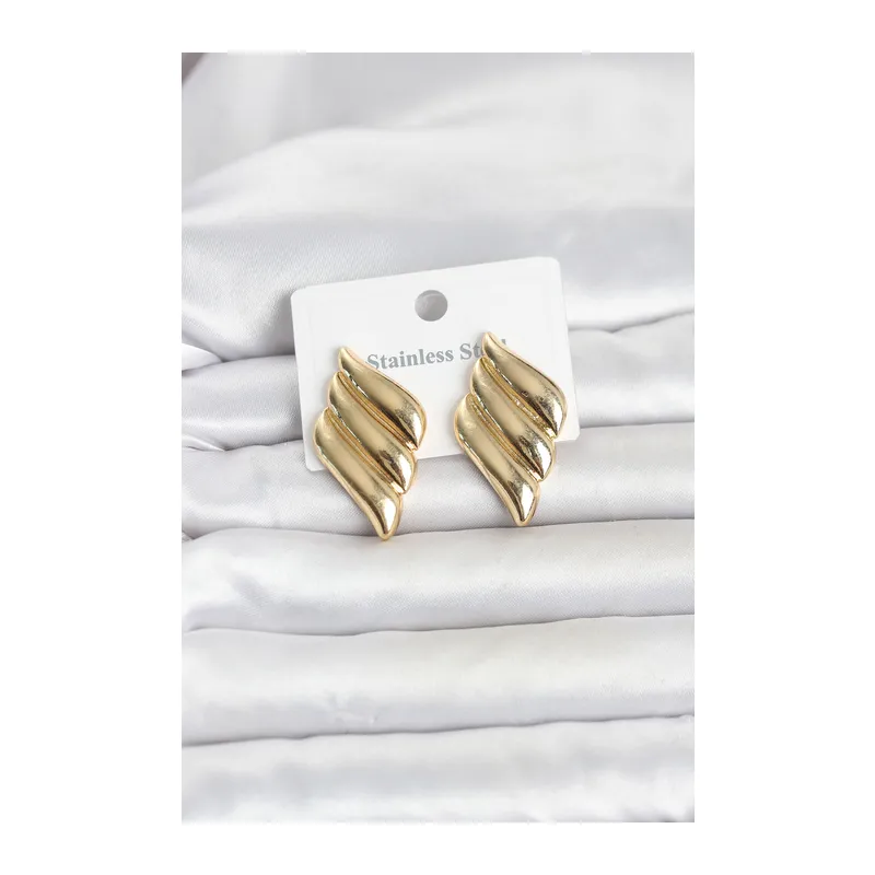 316L Çelik Gold Renk Motif Model Kadın Küpe