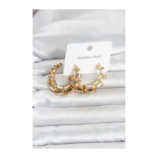 316L Çelik Gold Renk Spiral Halka Kadın Küpe