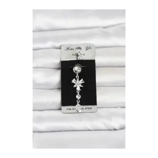 316L Cerrahi Çelik Sallantılı Zirkon Taşlı Model Göbek Piercing