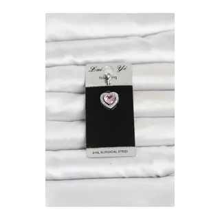 316L Cerrahi Çelik Pembe Kalp Model Göbek Piercing