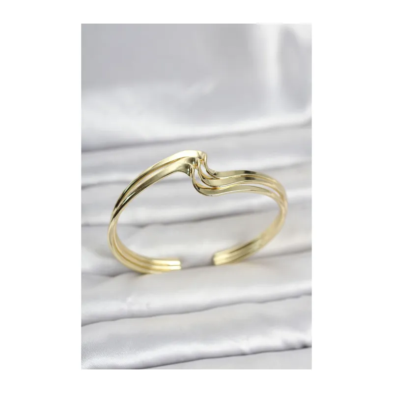 Zikzak Model Gold Renk Pirinç Kadın Bileklik