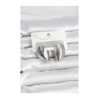 316L Çelik Gümüş Renk Midye Model Kadın Küpe
