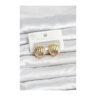 316L Çelik Gold Renk Deniz Kabuğu Model Kadın Küpe