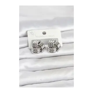 316L Çelik Gümüş Renk Sarmal Model Kadın Küpe