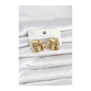 316L Çelik Gold Renk Sarmal Model Kadın Küpe