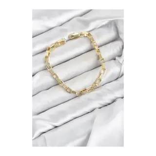 CM Kare Halka Model Gold Renk Pirinç Kadın Bileklik