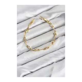 CM Gold Renk Yıldız Model Zirkon Taşlı Pirinç Kadın Bileklik