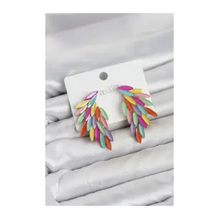 Karışık Renk Kristal Taşlı Kanat Küpe