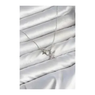 Pirinç Gümüş Renk Minimal Yıldız Model Kadın Kolye