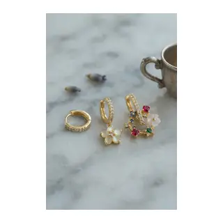 3 lü Set Gold Renk Çiçek Model Küpe