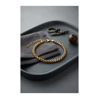 316L Çelik Gold Renk Box Zincir Model Erkek Bileklik