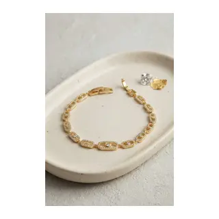 Gold Renk Zirkon Taşlı Messika Model Bileklik