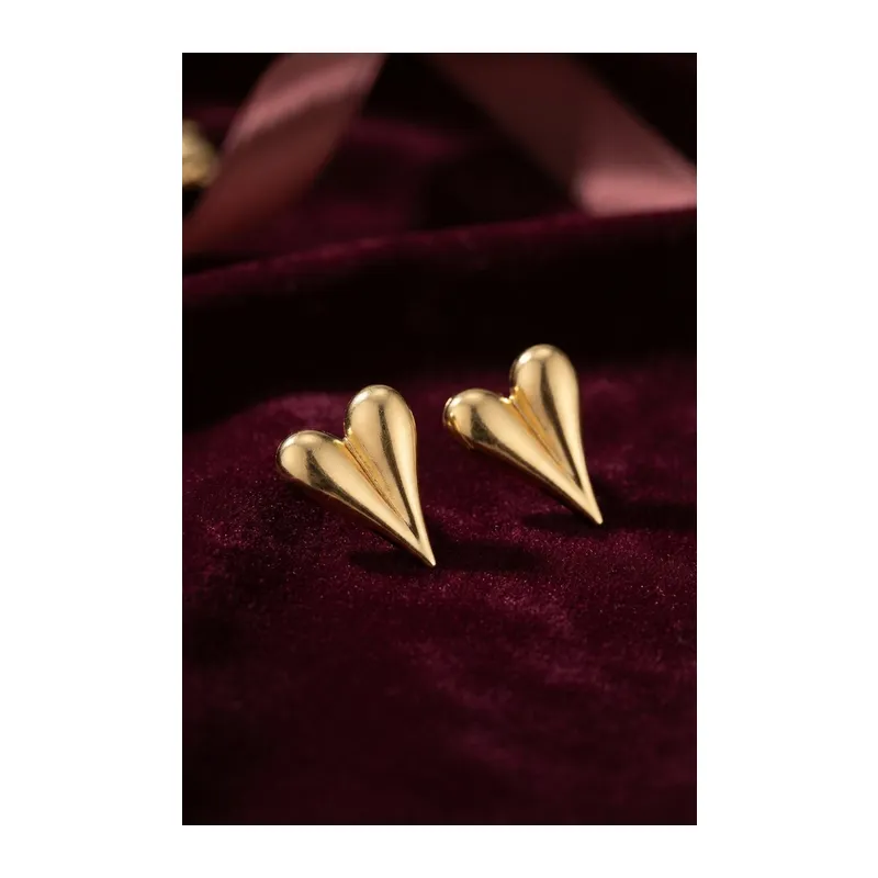 316L Çelik Gold Renk Kalp Model Küpe