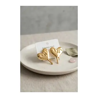 316L Çelik Gold Renk Melting Heart Model Küpe