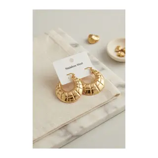 316L Çelik Gold Renk Bohem Halka Model Küpe