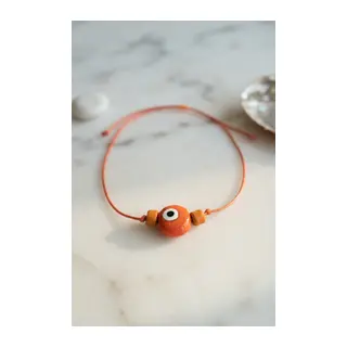 Handmade Bohem Turuncu Nazar Kolye