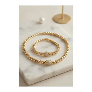 Xuping Singapur Zincir Model Kolye ve Bileklik Set