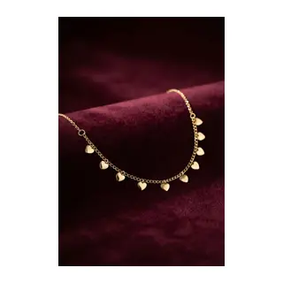 Gold Pirinç Kalp Model Kadın Kolye