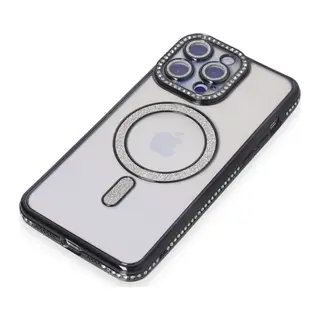 İphone 15 Pro Kılıf Joke Simli Magneticsafe Kılıf Renk: Siyah