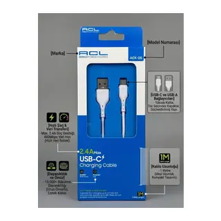 ACL ACK-05 2.4A USB-C Hızlı Şarj Kablosu 1 Metre