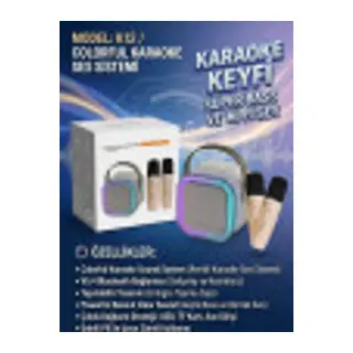 K12 Cift Mikrofonlu Renkli Tasinabilir Karaoke Hoparlörü (Bluetooth 5.4 & RGB Işıklı)