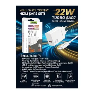 Soffany SY-225 22W Süper Hızlı Turbo Şarj Adaptörü