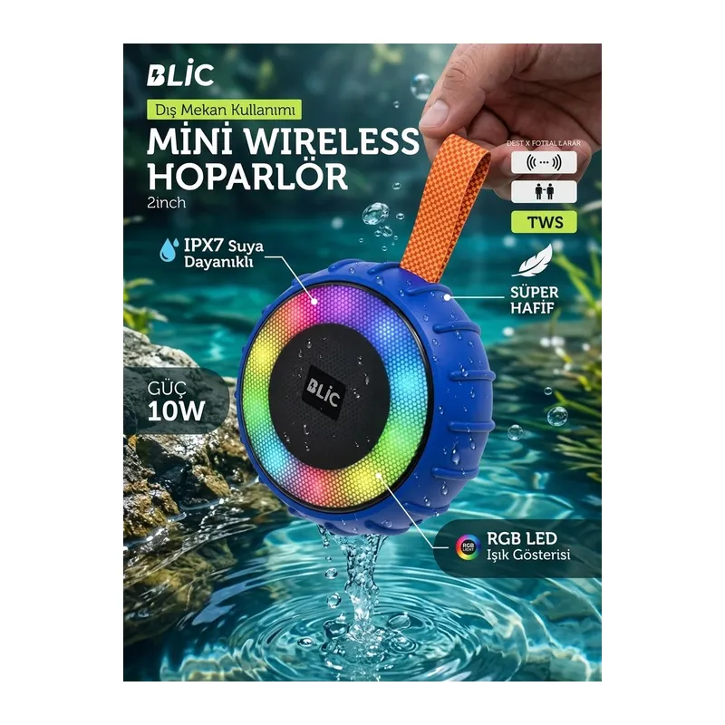 Blic 10W Mini Taşınabilir Bluetooth Hoparlör