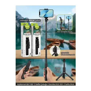 Kablosuz Bluetooth Kumandalı Taşınabilir Selfie Çubuğu