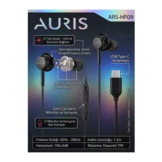 ARS-HF09 Type-C Konektörlü Mikrofonlu Kulak İçi Kulaklık
