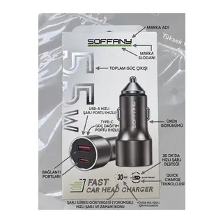Soffany 55W Araç Şarj Cihazı