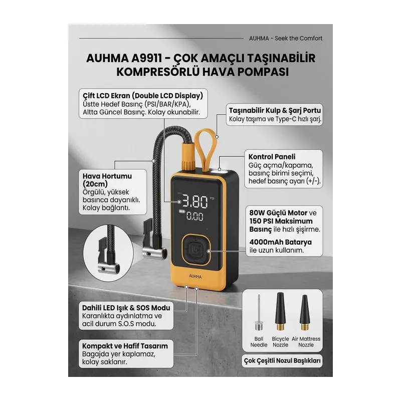 A9911 Taşınabilir Hava Pompası