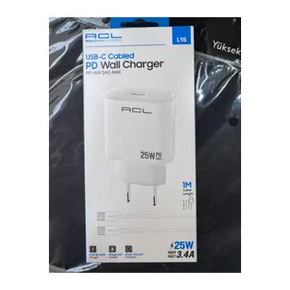 ACL L15 25W PD Hızlı Şarj Aleti + 1 Metre USB-C Kablo Seti