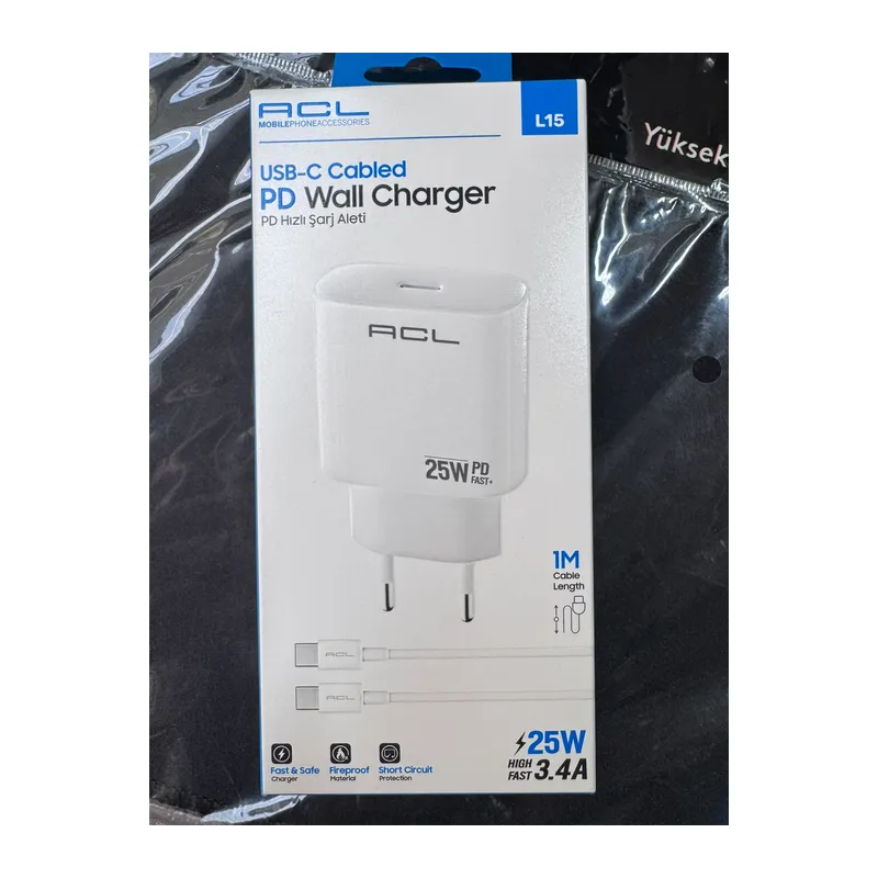 ACL L15 25W PD Hızlı Şarj Aleti + 1 Metre USB-C Kablo Seti