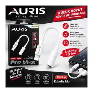 Auris ARS-JA02 Lightning 3.5 mm Kulaklık ve Ses Dönüştürücü Jak