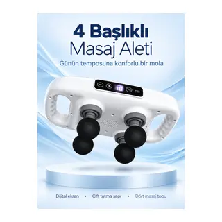 Beyaz 4 Toplu Masaj Aleti Şarjlı ve Dijital Ekranlı
