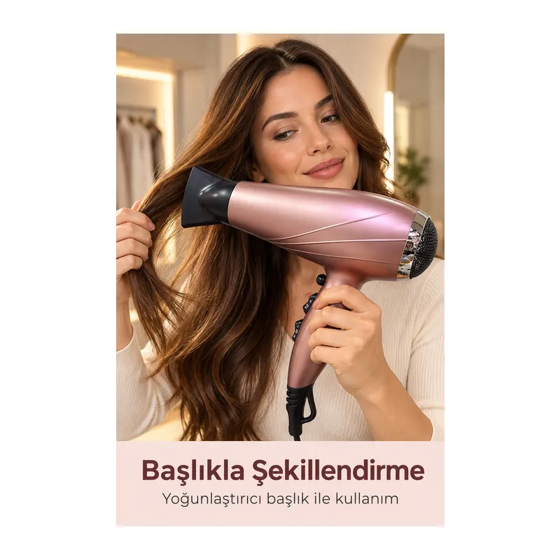 Üç Kademeli Sıcaklık Ayarlı Saç Kurutma Makinesi