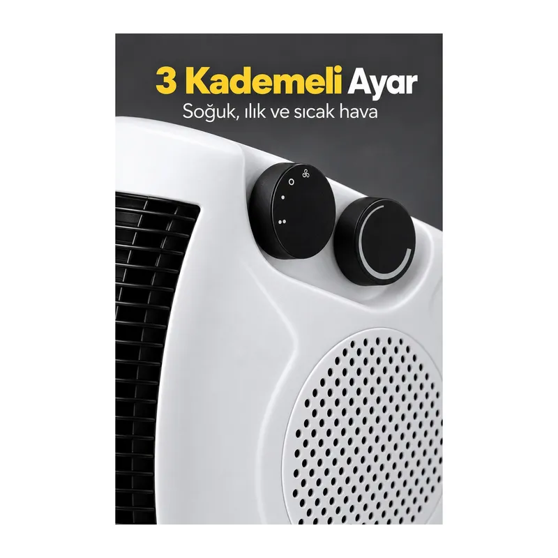 Elektrikli Fanlı Isıtıcı Soğuk Ilık ve Sıcak Hava Seçenekli