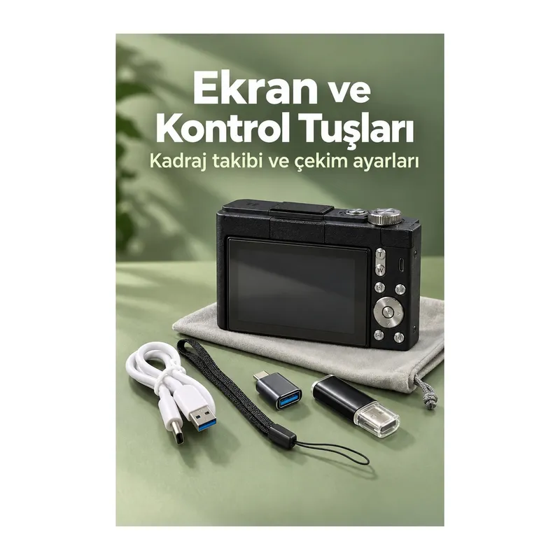 Otomatik Odaklamalı Dijital Fotoğraf Makinesi 4K Video ve Fotoğraf Çekimi