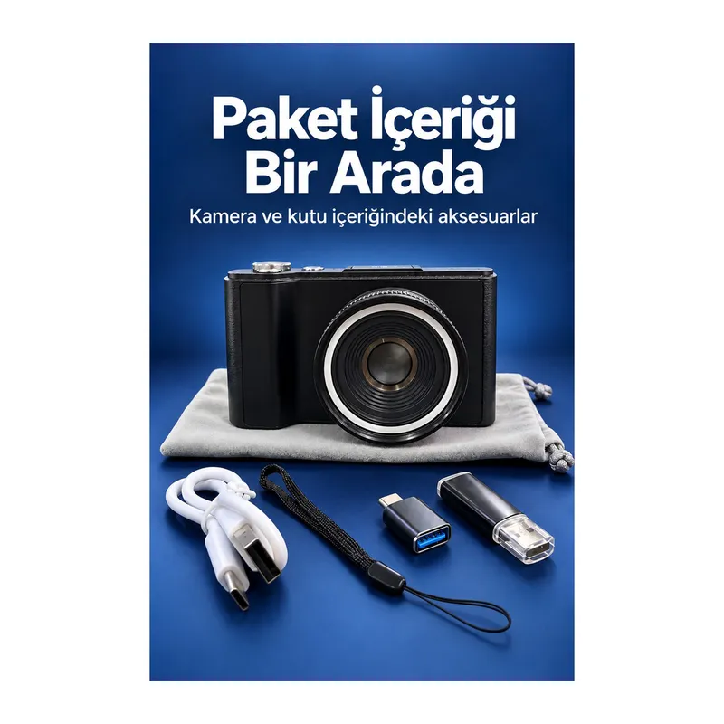 3 İnç Ekranlı Vlog Kamerası Type C Şarjlı Dijital Fotoğraf Makinesi