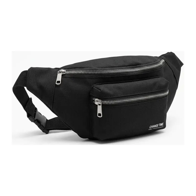 Siyah Unisex Bel Çantası Çapraz Askılı Günlük Kullanım Fermuarlı 30x13 cm