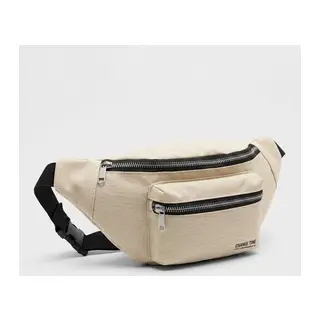 Krem Unisex Bel Çantası Çapraz Askılı Günlük Kullanım Fermuarlı 30x13 cm