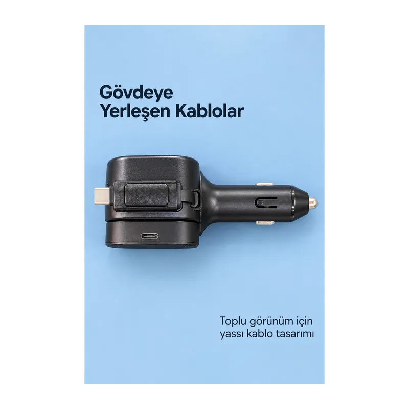 Uzayabilen Yassı Kablolu Çakmaklık Şarj Cihazı Type C ve Lightning