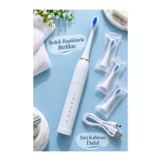 Beyaz Elektrikli Diş Fırçası 500 mAh Bataryalı