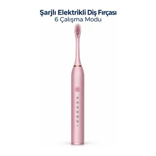 Pembe Şarjlı Elektrikli Diş Fırçası 6 Modlu