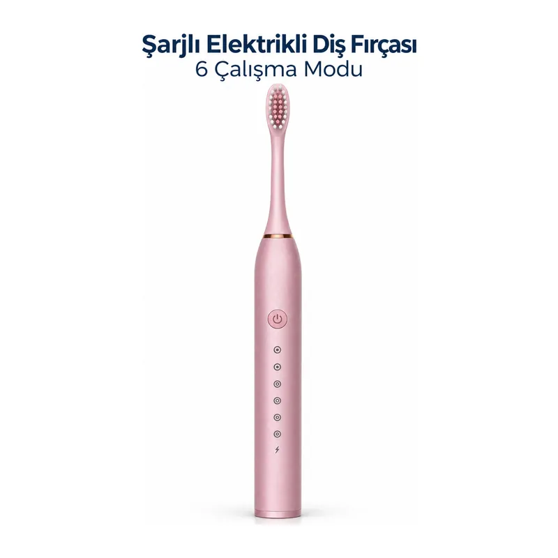 Pembe Şarjlı Elektrikli Diş Fırçası 6 Modlu