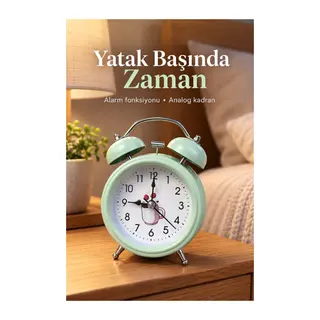 Desenli Kadranlı Analog Masa Saati Alarm Özellikli