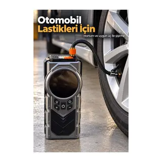 Akü Takviyeli Dijital Hava Pompası ve Lastik Şişirme Cihazı