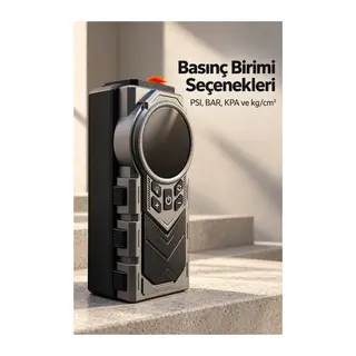 Farklı Basınç Birimleri Seçilebilen Dijital Lastik Şişirme Pompası