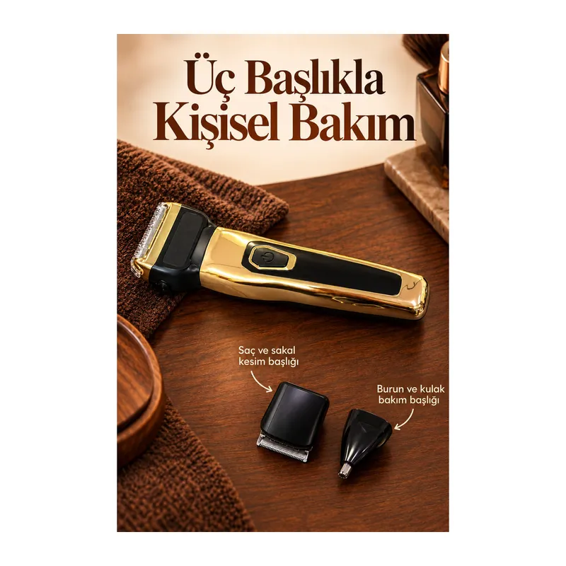 Erkek Bakım Seti Kablosuz Kullanımlı Üç Başlıklı