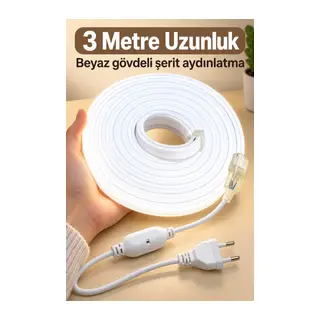Fişli Şerit Aydınlatma Beyaz Işık 3 Metre